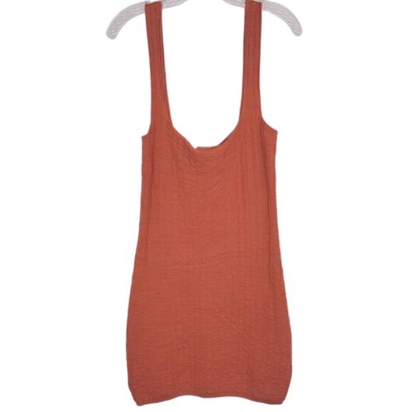 NWT Free People Beach Short N Sweet Knit Mini Dress in Ambered Coral L - Picture 7 of 10
